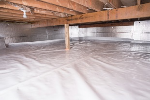 A complete crawl space vapor barrier in Highlands installed by our contractors